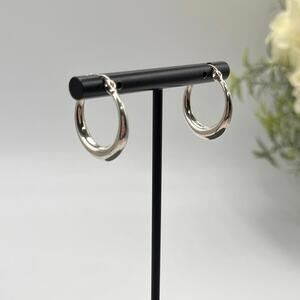 AV 925 Designer Sterling Silver Crescent Pierced Hoop Earrings, 2.9 grams